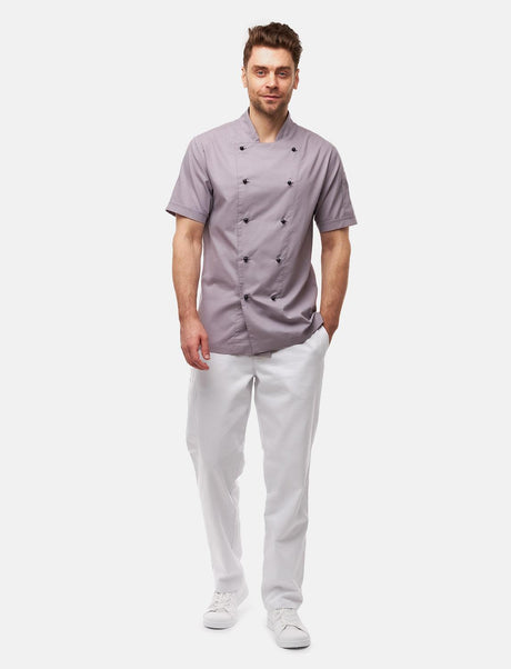 100% cotton lightweight chef's jacket men's short sleeve including ball buttons Regular Fit