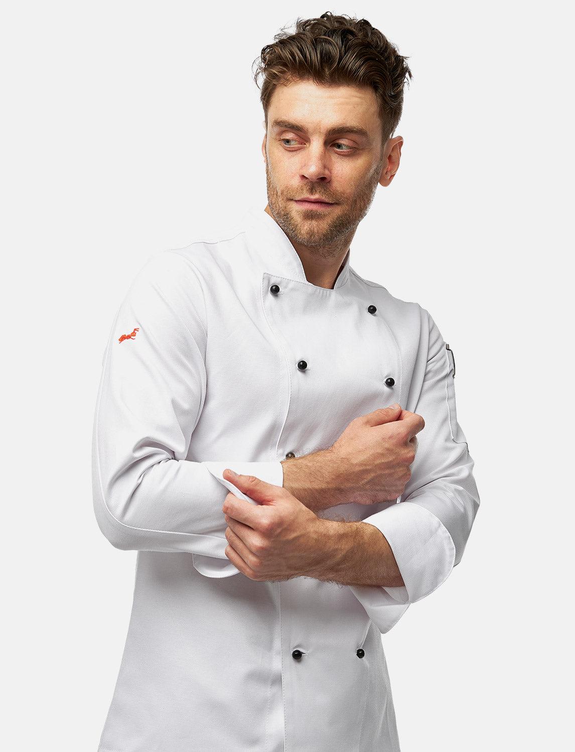 easyClean men's chef's jacket including ball buttons, cotton, long-sleeved, regular fit