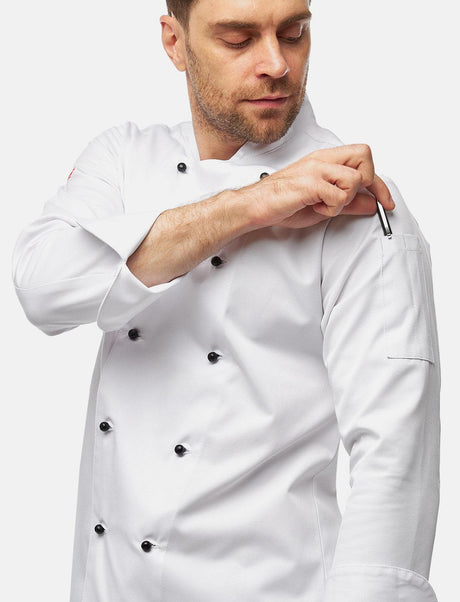 easyClean men's chef's jacket including ball buttons, cotton, long-sleeved, regular fit