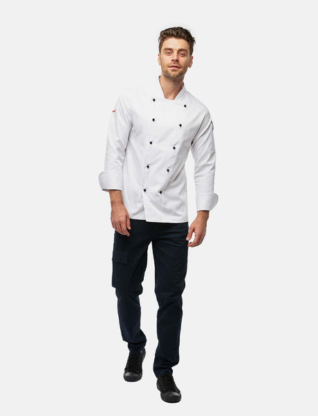 easyClean men's chef's jacket including ball buttons, cotton, long-sleeved, regular fit