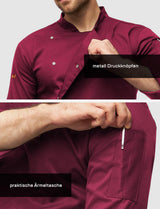 Men's long-sleeved easyMove chef's jacket with dryMesh insert – snap fasteners