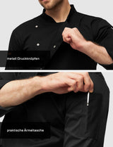Men's long-sleeved easyMove chef's jacket with dryMesh insert – snap fasteners