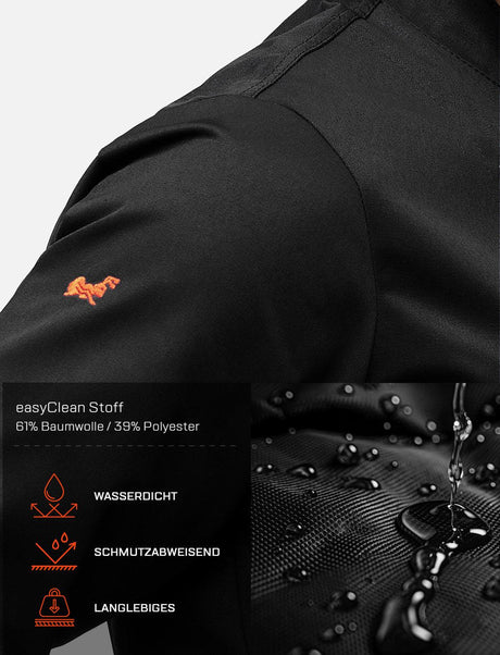 Men's long-sleeved easyMove chef's jacket with dryMesh insert – snap fasteners