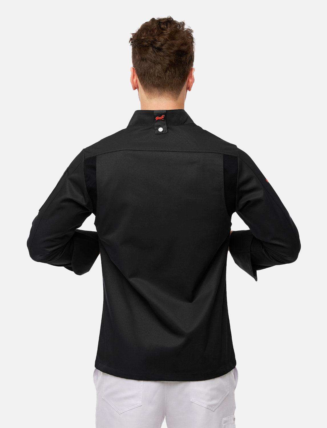 Men's long-sleeved easyMove chef's jacket with dryMesh insert – snap fasteners