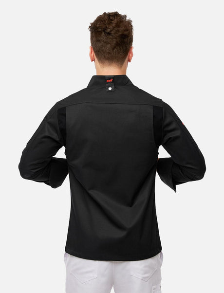 Men's long-sleeved easyMove chef's jacket with dryMesh insert – snap fasteners