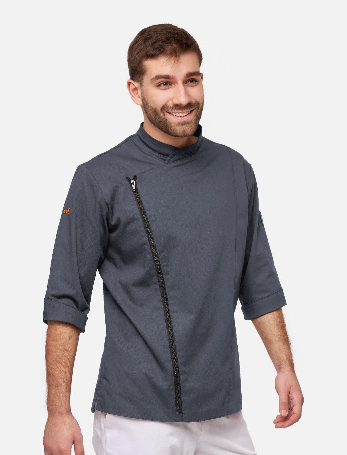 Veste de cuisine homme manches courtes avec fermeture zippée stretch Slim Fit
