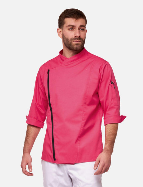Men's chef's jacket with zip, stretch, slim fit