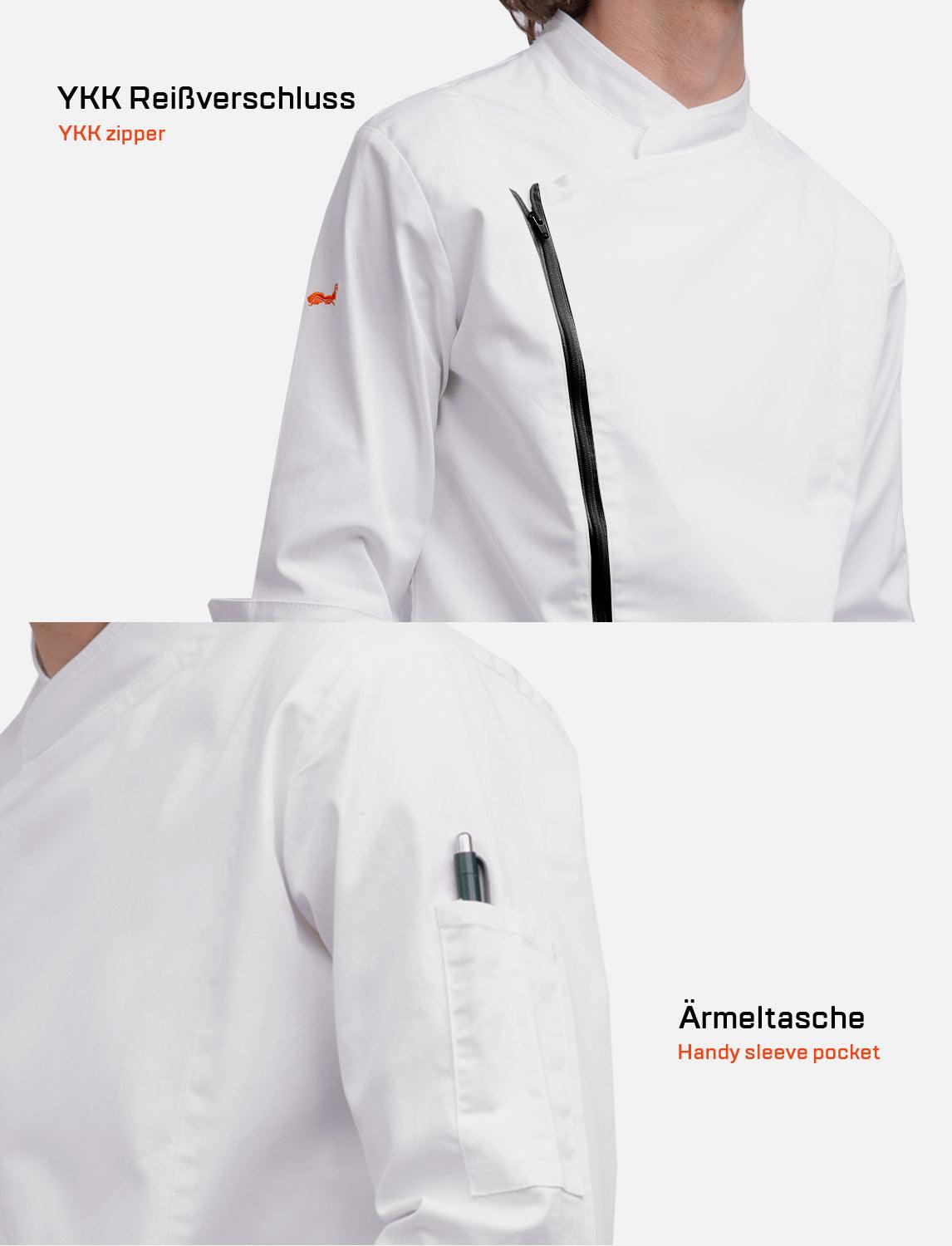 Veste de cuisine homme manches courtes avec fermeture zippée stretch Slim Fit