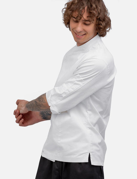 Men's chef's jacket with zip, stretch, slim fit
