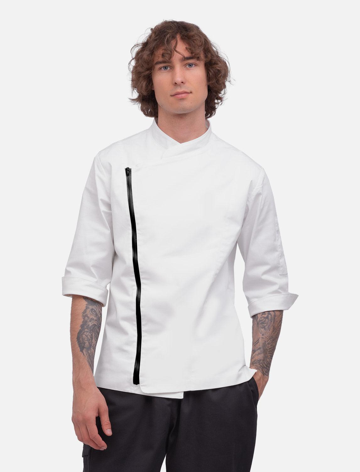 Veste de cuisine homme manches courtes avec fermeture zippée stretch Slim Fit