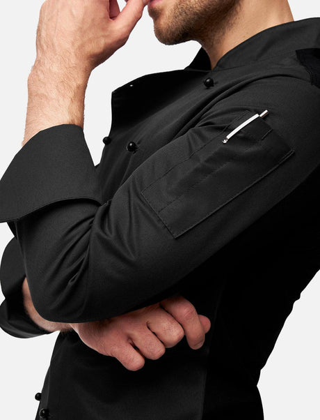 easyClean men's chef's jacket with dryMesh back and sleeves - including ball buttons - long sleeve