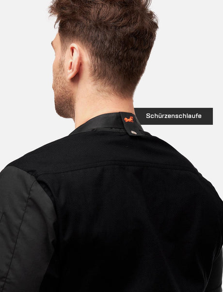 easyClean men's chef's jacket with dryMesh back and sleeves - including ball buttons - long sleeve