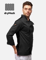 easyClean men's chef's jacket with dryMesh back and sleeves - including ball buttons - long sleeve