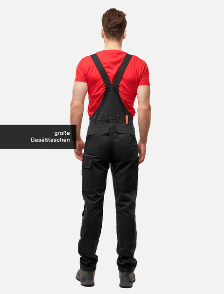 Salopette de travail professionnelle homme avec poches pour genouillères en coton Strong Stretch pour artisanat et bâtiment