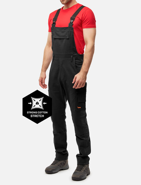 Salopette de travail professionnelle homme avec poches pour genouillères en coton Strong Stretch pour artisanat et bâtiment