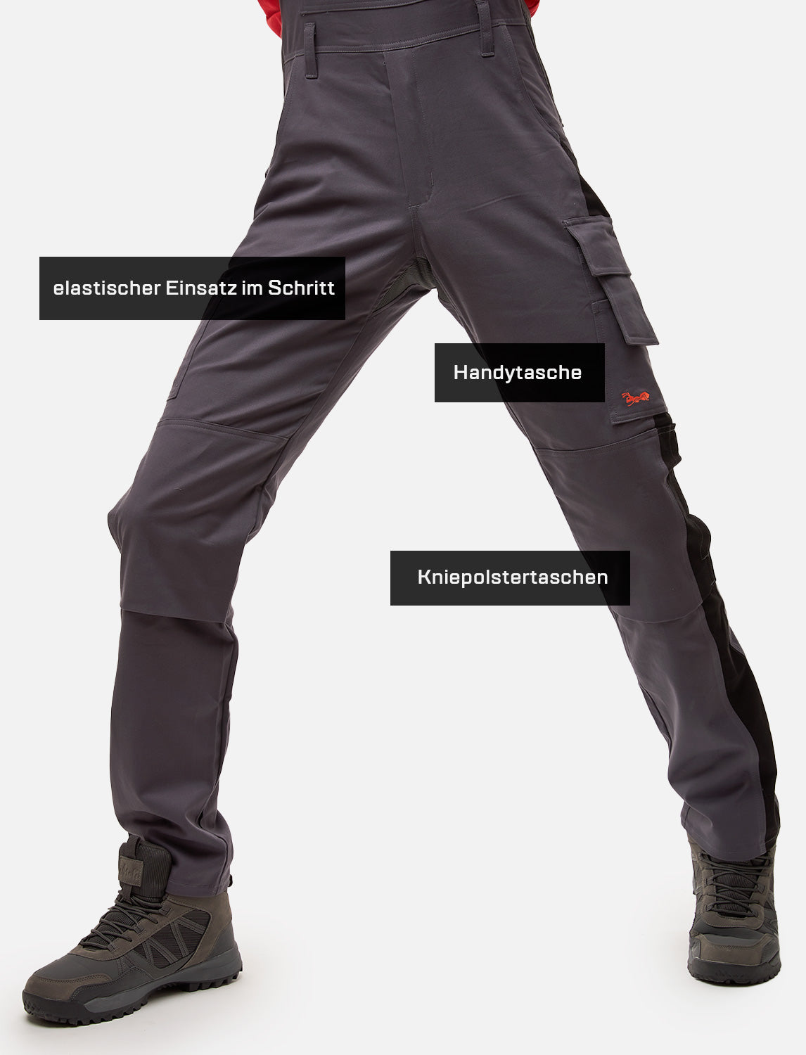 Salopette de travail professionnelle homme avec poches pour genouillères en coton Strong Stretch pour artisanat et bâtiment