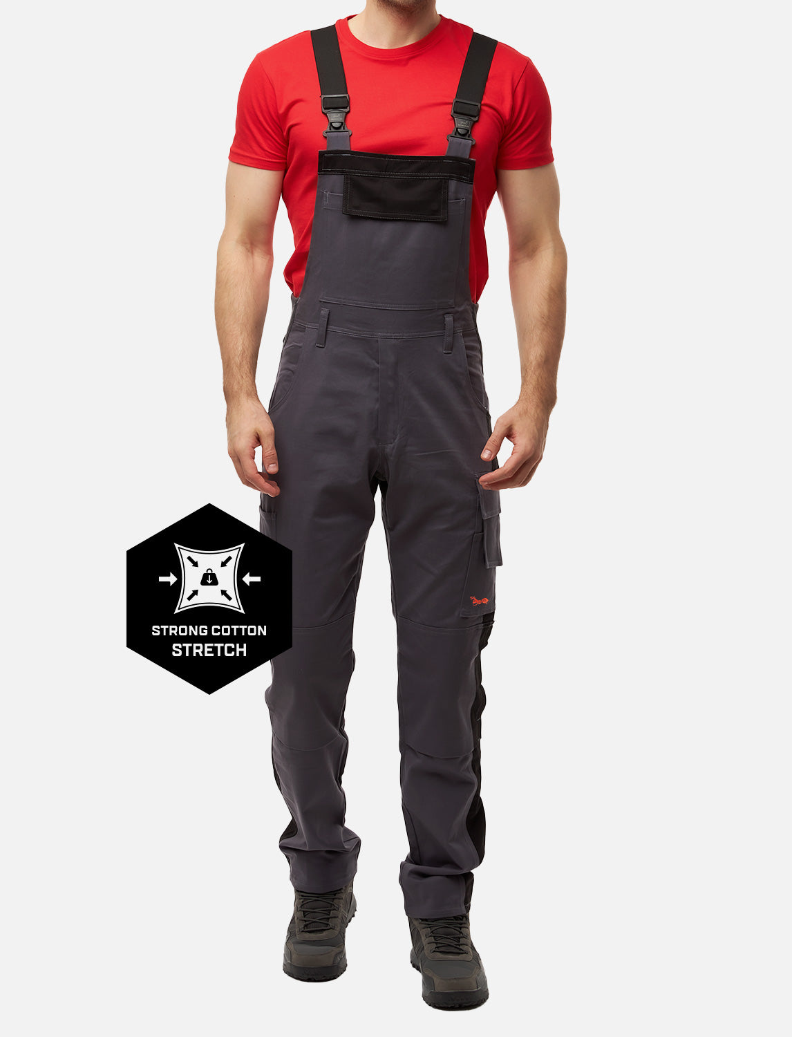 Salopette de travail professionnelle homme avec poches pour genouillères en coton Strong Stretch pour artisanat et bâtiment