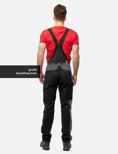 Salopette de travail professionnelle homme avec poches pour genouillères en coton Strong Stretch pour artisanat et bâtiment