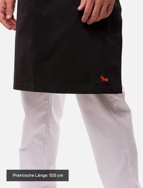 Bib apron with pockets, adjustable neckband and elastic waistband