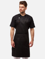 Bib apron with pockets, adjustable neckband and elastic waistband