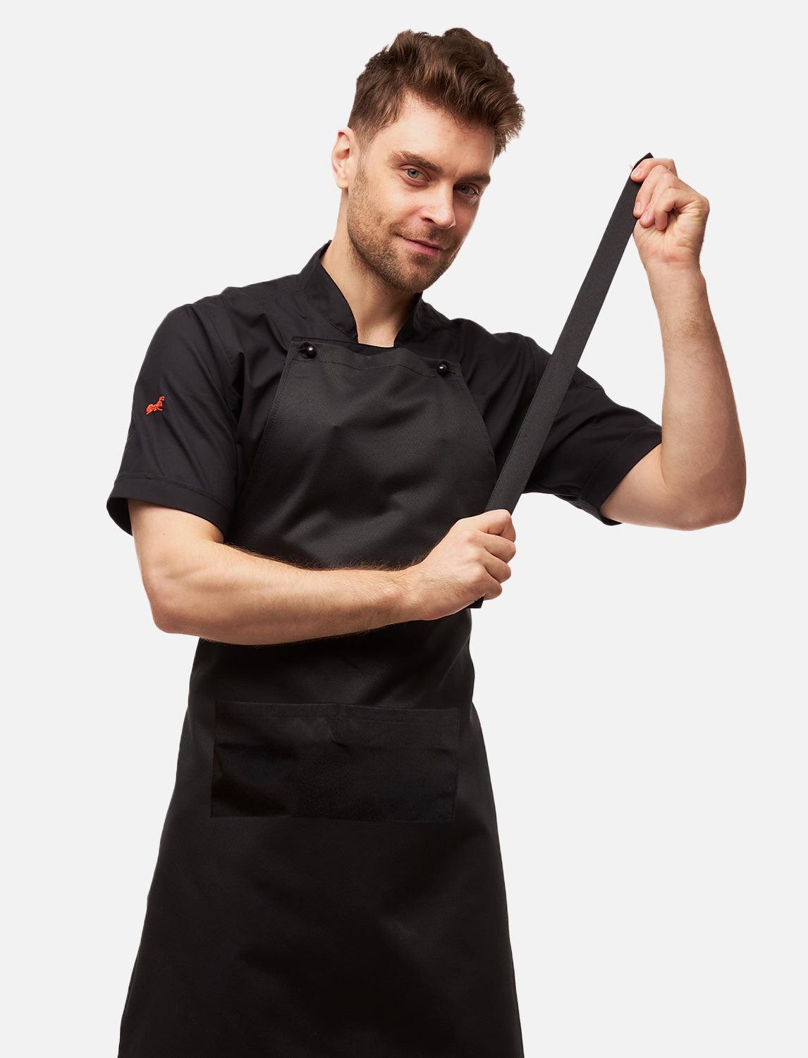 freeNeck bib apron with pockets, water-repellent, unisex cooking apron 105×70 cm