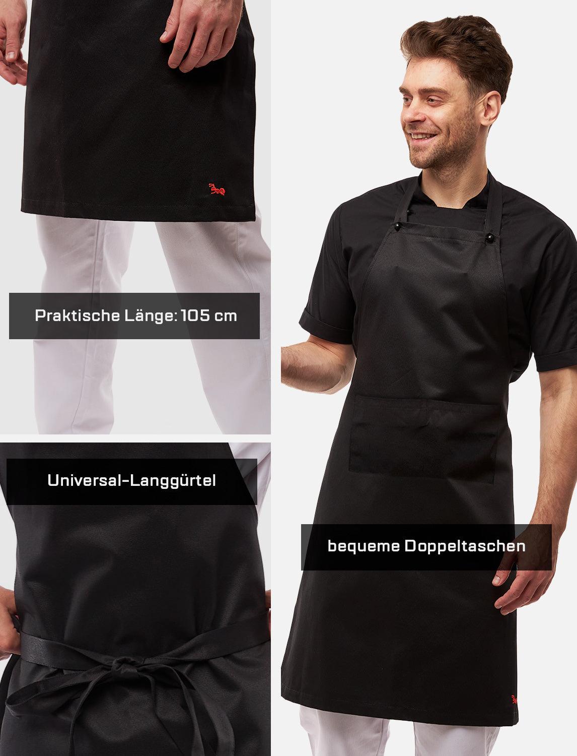 freeNeck bib apron with pockets, water-repellent, unisex cooking apron 105×70 cm