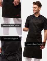 freeNeck bib apron with pockets, water-repellent, unisex cooking apron 105×70 cm