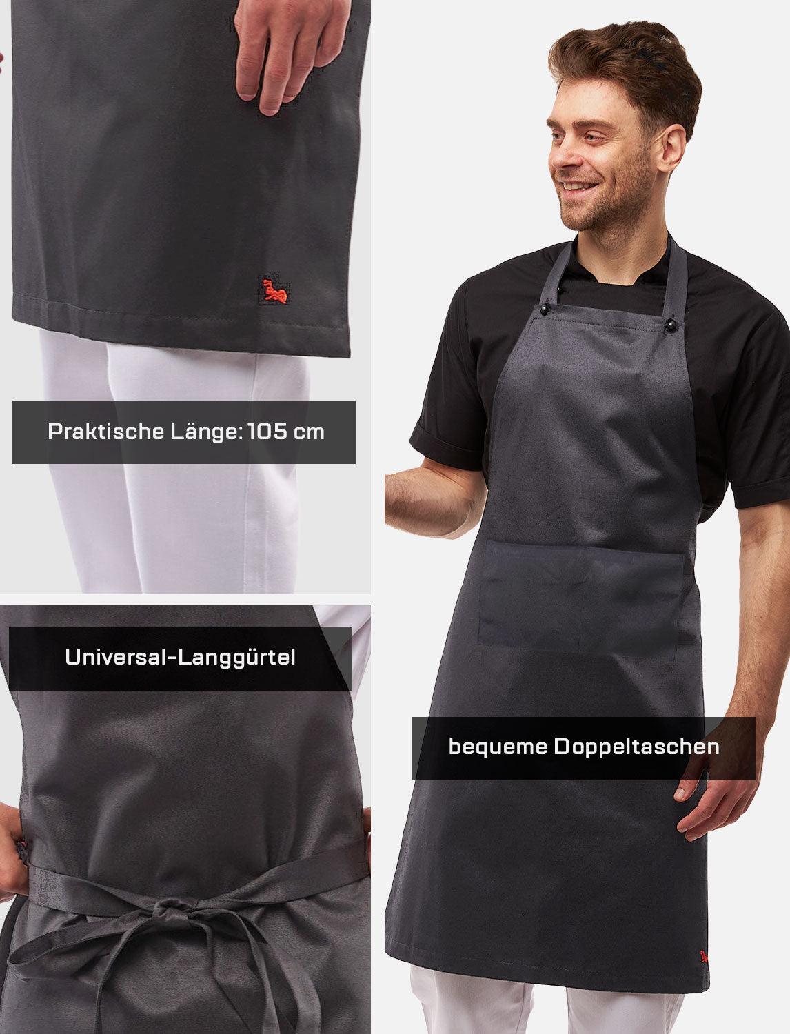 freeNeck bib apron with pockets, water-repellent, unisex cooking apron 105×70 cm