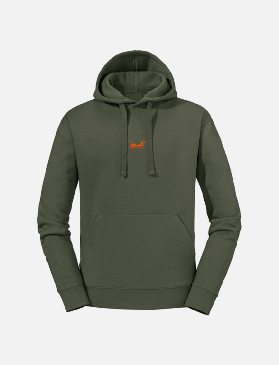 Men's hoodie with kangaroo pocket, double-layered hood, flat drawstring and slim fit