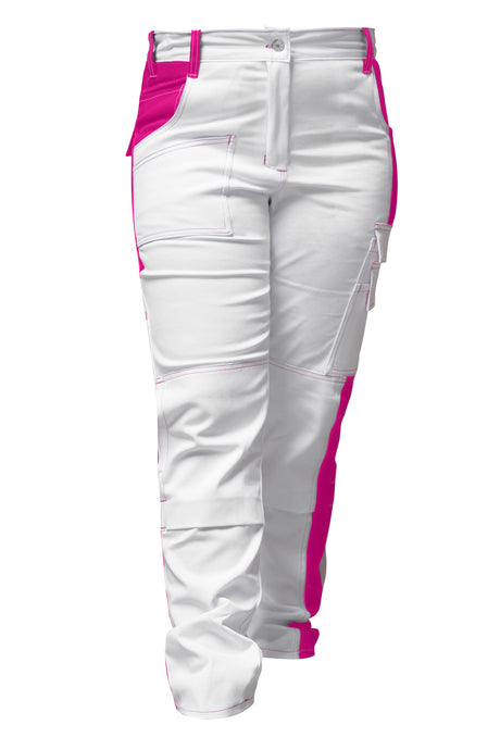 Women's white painter's trousers made of stretch strong cotton