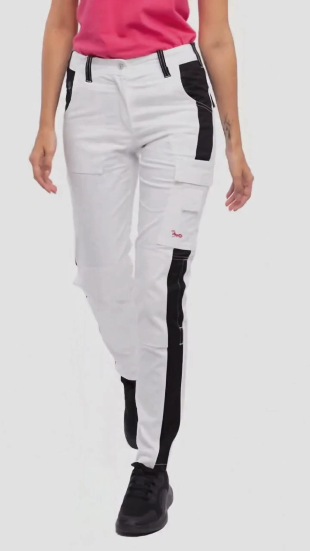 Women's white painter's trousers made of stretch strong cotton