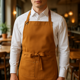 StrongAnt M627 Canvas-Latzschürze Karamell – Editorial Aufnahme Gastronomie