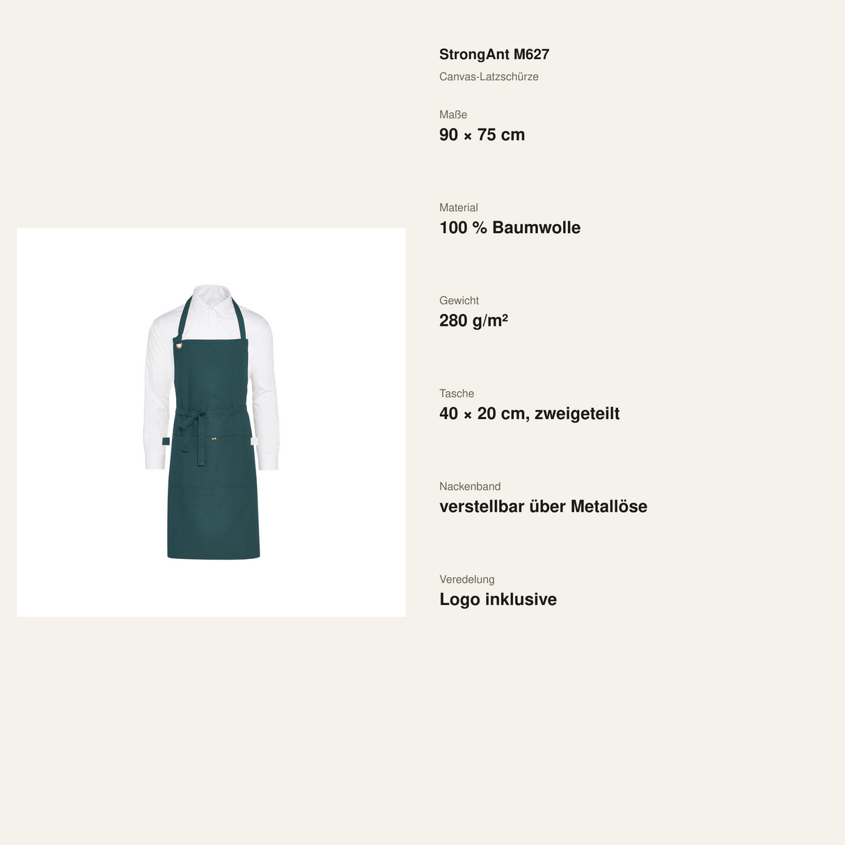 StrongAnt M627 Canvas-Latzschürze Emailleblau – Maße Material und Funktionen