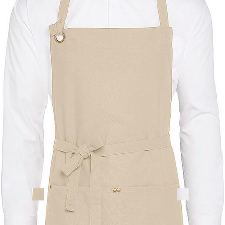 StrongAnt M627 Canvas-Latzschürze Natur – Detail Tasche und Metallöse