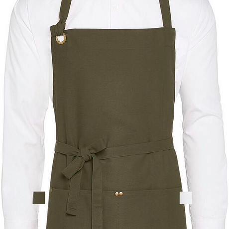 StrongAnt M627 Canvas-Latzschürze Olive – Detail Tasche und Metallöse